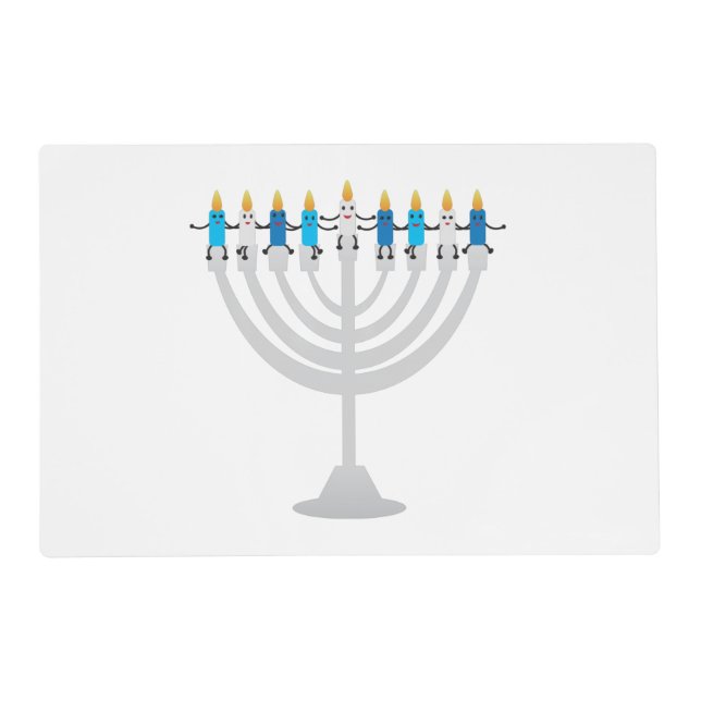 Funny Hanukkah menorah and candles Placemat (Front)