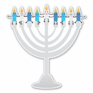 Funny Hanukkah menorah and candles Sticker