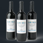 Funny Hanukkah menorah and candles Wine Label<br><div class="desc">Funny Hanukkah illustration,  Cute candles characters sitting on Hanukkah menorah</div>
