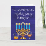 Funny Hanukkah Menorah Cocktails Drinking Holiday Card<br><div class="desc">This design was created from my one-of-a-kind fluid acrylic painting. It may be personalized by clicking the customize button and changing the name, initials or words. You may also change the text color and style or delete the text for an image only design. Contact me at colorflowcreations@gmail.com if you with...</div>