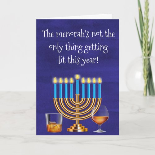 Funny Hanukkah Menorah Cocktails Drinking Holiday Card