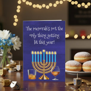 Funny Hanukkah Menorah Cocktails Drinking Holiday Card