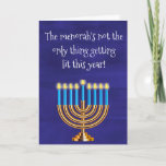 Funny Hanukkah Menorah Holiday Card<br><div class="desc">This design was created from my one-of-a-kind fluid acrylic painting. It may be personalized by clicking the customize button and changing the name, initials or words. You may also change the text color and style or delete the text for an image only design. Contact me at colorflowcreations@gmail.com if you with...</div>