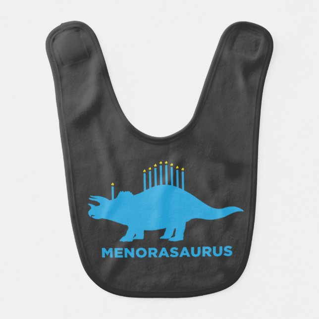 Funny Hanukkah Menorasaurus Menorah Dinosaur Baby Bib (Front)