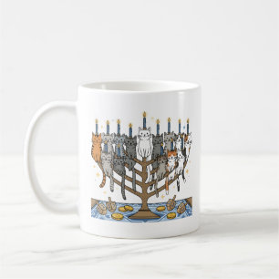 Funny Hanukkah Meowzel Cats Menorah Coffee Mug