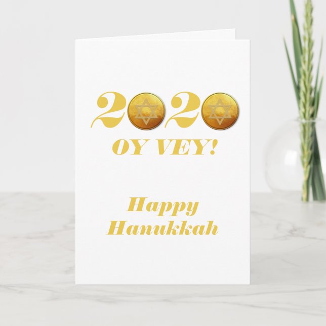 Funny Hanukkah Oy Vey 2020 Gelt Coin Holiday Card (Front)