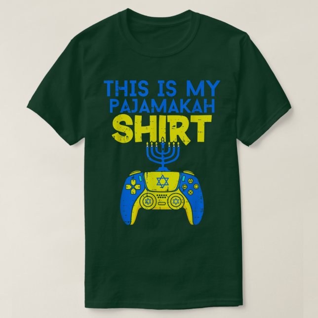 Funny Hanukkah Pajama Gaming Menorah Video Control T-Shirt (Design Front)
