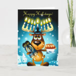 Funny Hanukkah Reindeer Happy Holidays Holiday Card<br><div class="desc">Don't know whether to say "Merry Christmas" or "Happy Hanukkah"? Say BOTH with this fun reindeer who appears to be not quite sure why his antlers are lit up like a menorah! This cute reindeer is sure make your friends and family smile this holiday season.

Happy Holidays!</div>