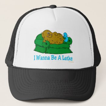 Funny Hanukkah Shirt 'iwant To Be A Latke' Trucker Hat by HanukkahGifts at Zazzle