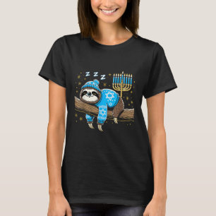 Funny Hanukkah Sloth Jewish Chanukah Sleeping Hanu T-Shirt