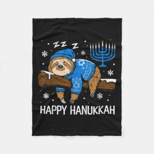Funny Hanukkah Sloth Sleeping Chanukah Jewish Men Fleece Blanket