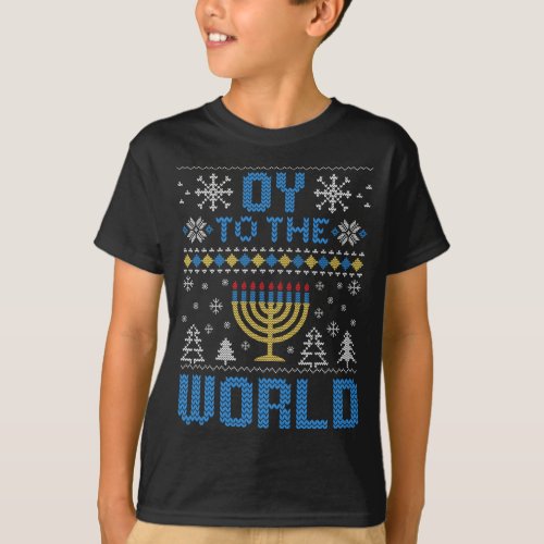 Funny Hanukkah Ugly Sweater Christmas Oy To World
