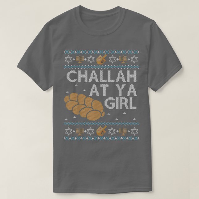 Funny Hanukkah Ugly Sweater Jewish Gift Challah At (Design Front)