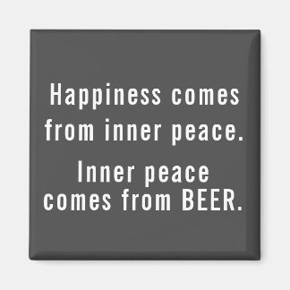 Funny Happiness Beer Definition Gray and White Magnet