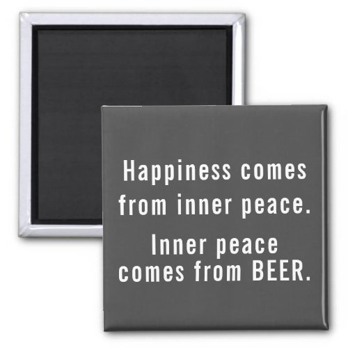 Funny Happiness Beer Definition Gray and White  Magnet