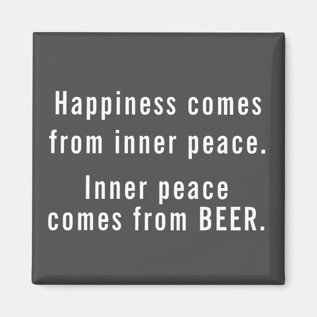 Funny Happiness Beer Definition Gray and White  Magnet (Front)