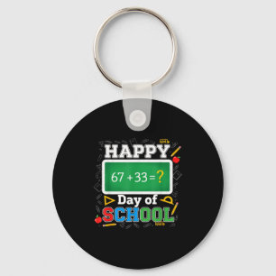Funny Happy 100 Days Of School Math Teacher Six Se Keychain