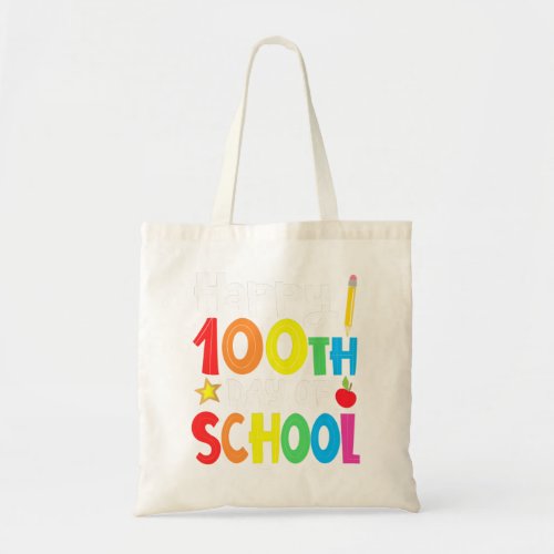 Funny Happy 100th Day Of School Teacher Rainbow Lo Tote Bag