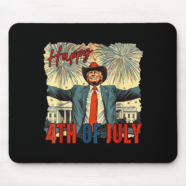 Funny Happy 4th of July Independence Day Mouse Pad (Front)