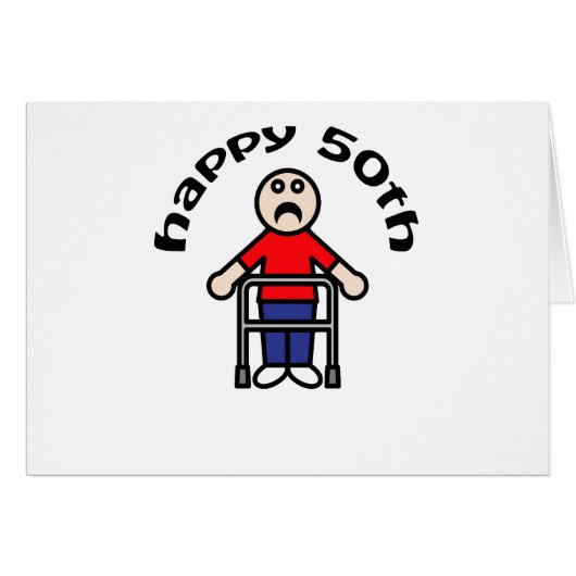 Funny, "Happy 50th" Mens Walker Cards (Front Horizontal)