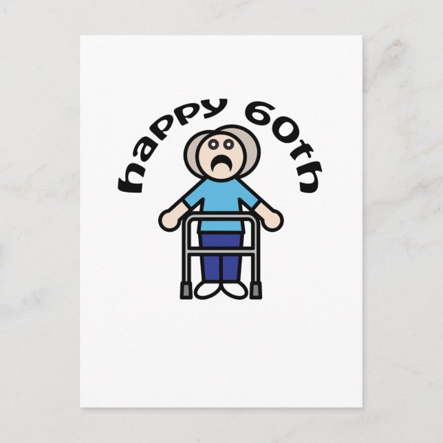 Funny, "Happy 60th" old woman design Postcard (Front)