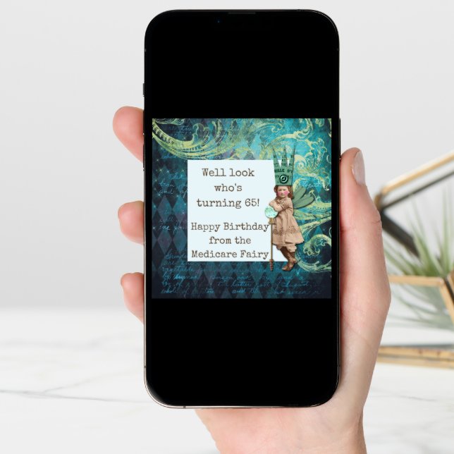 Funny Happy 65th Birthday Medicare Fairy Card (Front Digital)