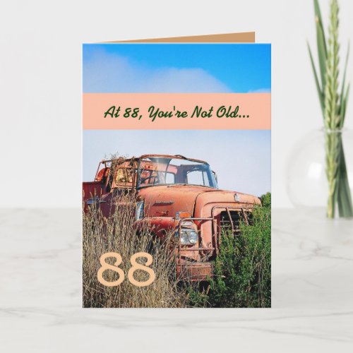 FUNNY Happy 88th Birthday Vintage Orange Truck 88A