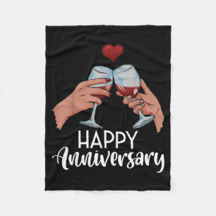 Funny Happy Anniversary Cheers Wine Valentine's Fleece Blanket
