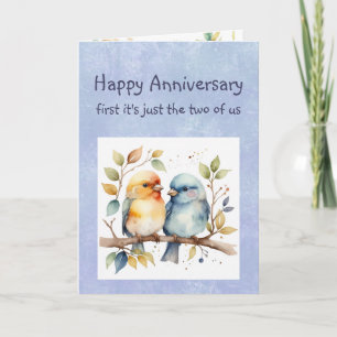 Funny Happy Anniversary Sweetheart Cute Lovebirds Card