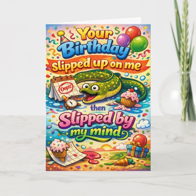 funny happy belated birthday wish card (Front)