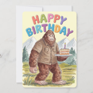 Funny Happy Birthday BigFoot Sasquatch Holiday Card