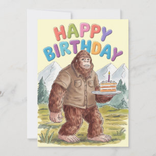 Funny Happy Birthday BigFoot Sasquatch Holiday Card