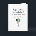 Funny Happy Birthday Brother-In-Law Birthday Card<br><div class="desc">Say Happy Birthday to your brother-in-law with this fun card,  while making fun of your sister. A modern design featuring a small bunch of colourful balloons,  with blue text above which reads "Happy Birthday Brother-in-Law!" and underneath in black text "Well done on surviving another year of my sister".</div>