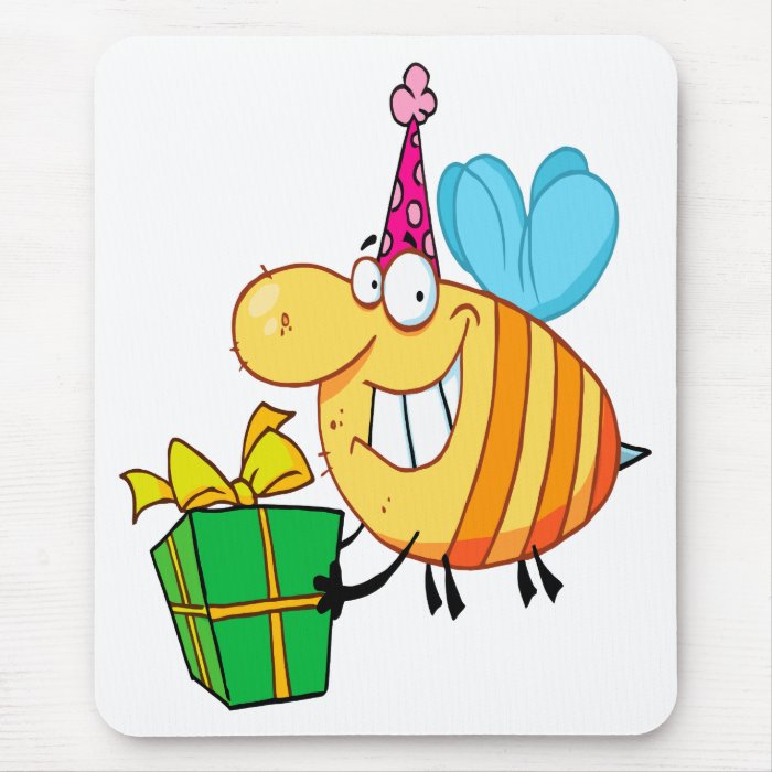 funny happy birthday bumble bee cartoon character mouse pads