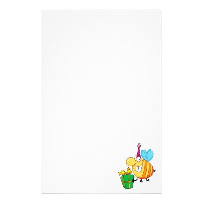 funny happy birthday bumble bee cartoon character stationery paper