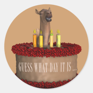 Funny Happy Birthday Camel Classic Round Sticker