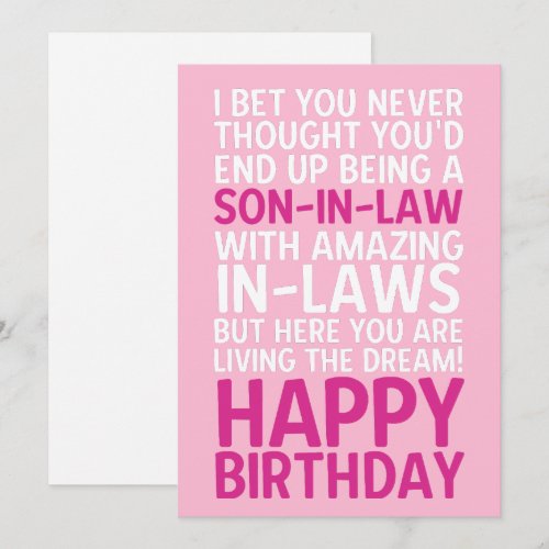Funny Happy Birthday Card for Son-in-Law Sarcastic
