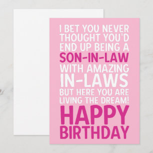 Funny Happy Birthday Card for Son-in-Law Sarcastic