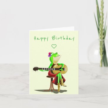 Funny Happy Birthday Card Frog with Guitar