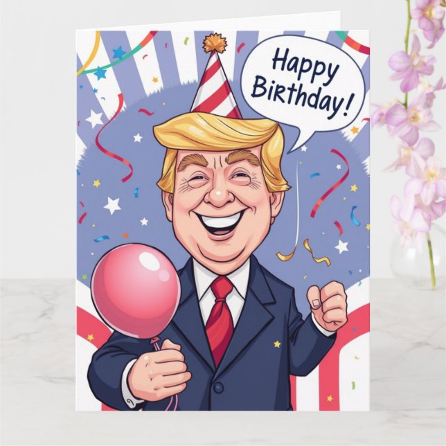 Funny Happy Birthday Card from Trump Personalized (Orchid)