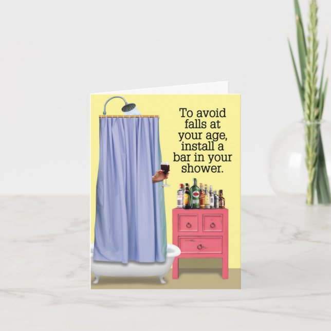 Funny Happy Birthday Card - Shower Bar (Front)