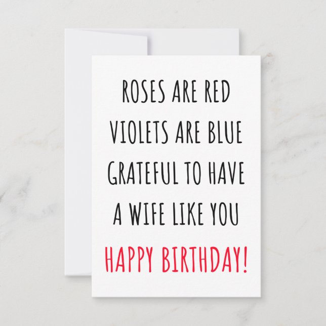 Funny Happy Birthday card with wishes for wife (Front)