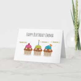 Funny Happy Birthday cartoon Cupcakes dark humor Card