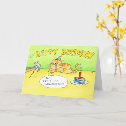 Funny Happy Birthday Cat greeting Card