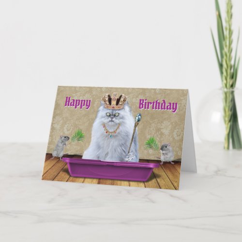Funny Happy Birthday Cat Litter Joke Quote Card