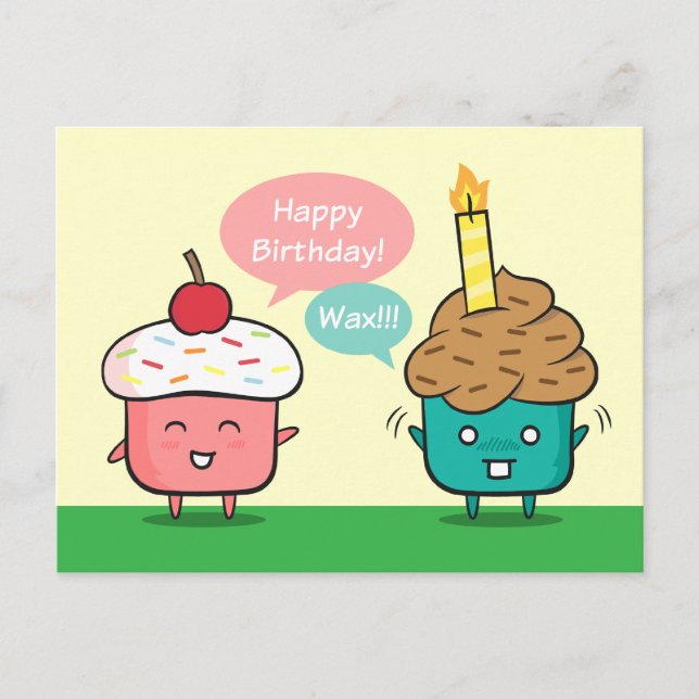 Funny Happy Birthday - Cupcake Candle Woes Postcard (Front)