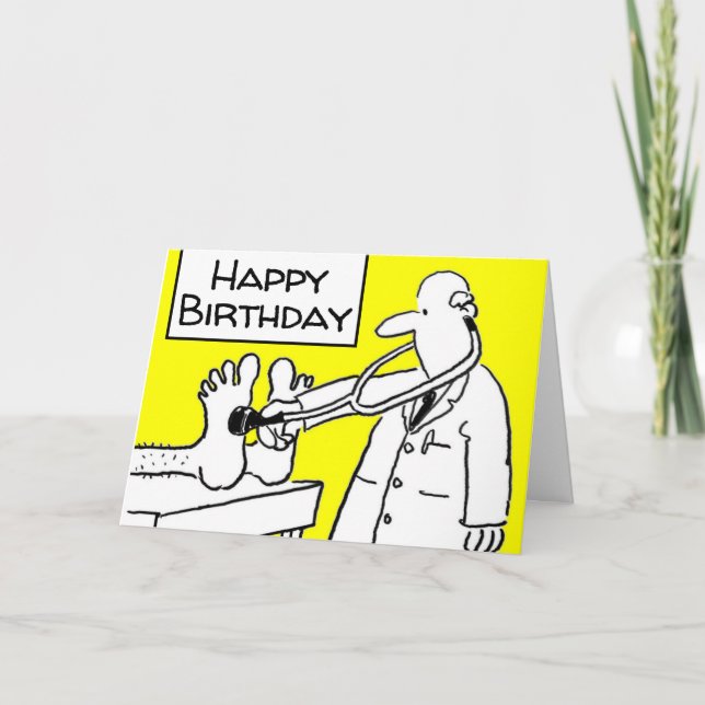 Funny Happy Birthday Doctor Lab Coat & Stethoscope Card (Front)