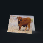 Funny Happy Birthday from Cute Young Red Cow Card<br><div class="desc">Western bovine photo art design. Humorous Western red cow birthday theme. It's a cow! Well, the sentiment is bull - kind of. Cute and colorful! Easy to personalize or customize - use your own sentiment. Geared for cowboys or guys who like cattle country. Fun for redheads. Mix or match stamps...</div>
