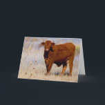 Funny Happy Birthday from Cute Young Red Cow Card<br><div class="desc">Western bovine photo art design. Humorous Western red cow birthday theme. It's a cow! Well, the sentiment is bull - kind of. Cute and colorful! Easy to personalize or customize - use your own sentiment. Geared for cowboys or guys who like cattle country. Fun for redheads. Mix or match stamps...</div>