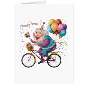 Funny Happy Birthday Grandma Gift Cycling Granny Card